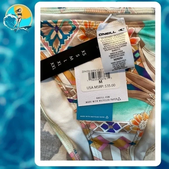 O'NEILL Zephora Maracas Side Tie Abstract-Floral Print Bikini Bottoms NWT - Picture 14 of 15